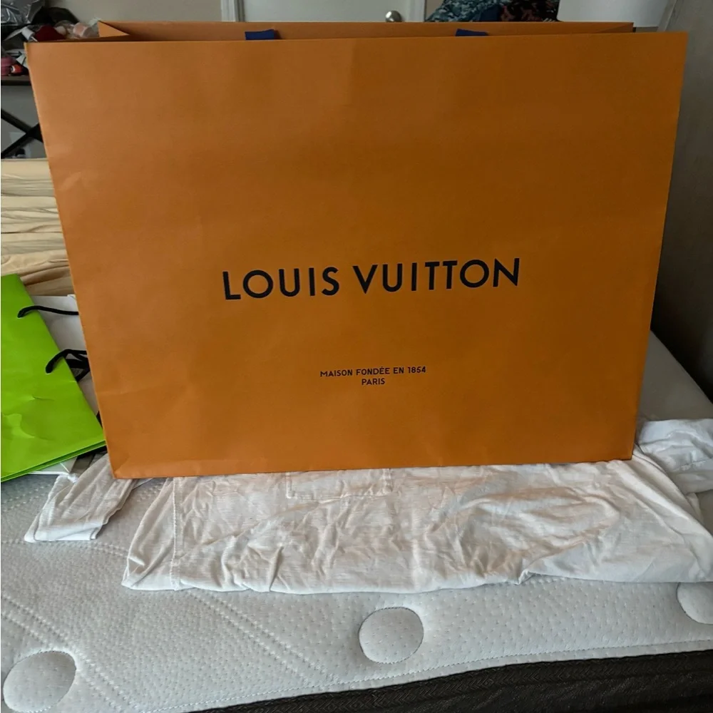 Louis Vuitton Orange Bag with Blue Handles X large
